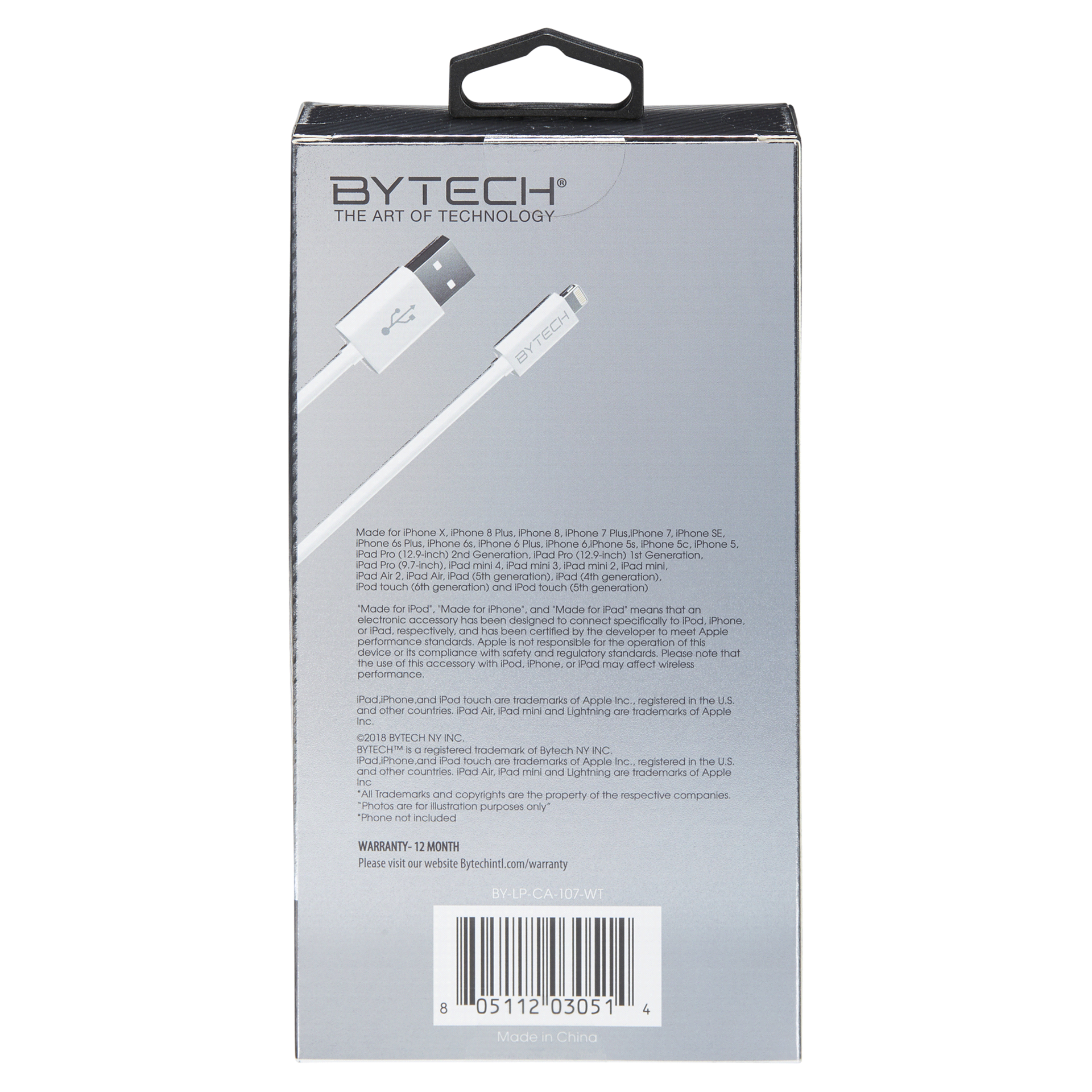 slide 28 of 29, Bytech 10' Heavy Duty MFI Cable-White, 10 ft