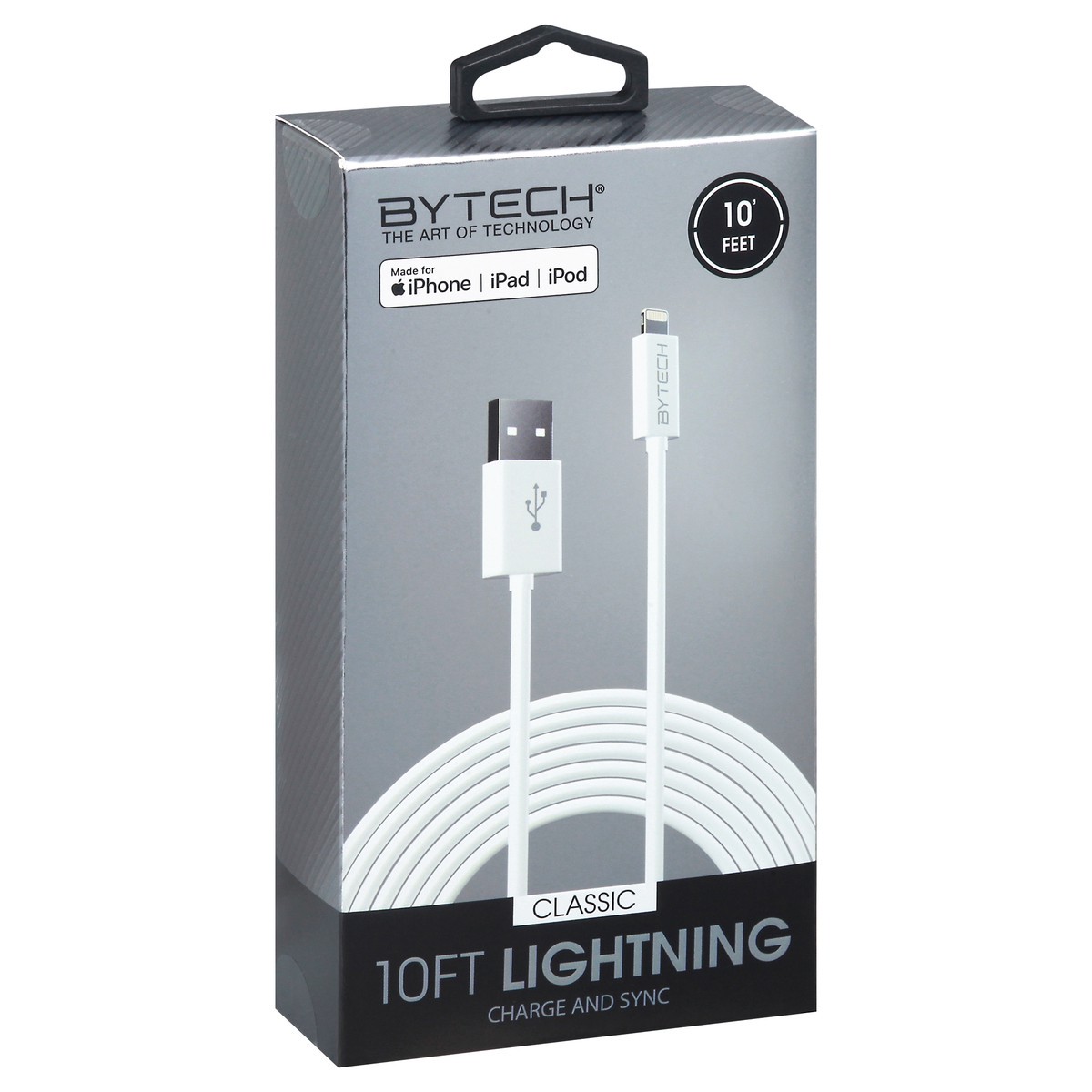 slide 1 of 29, Bytech 10' Heavy Duty MFI Cable-White, 10 ft