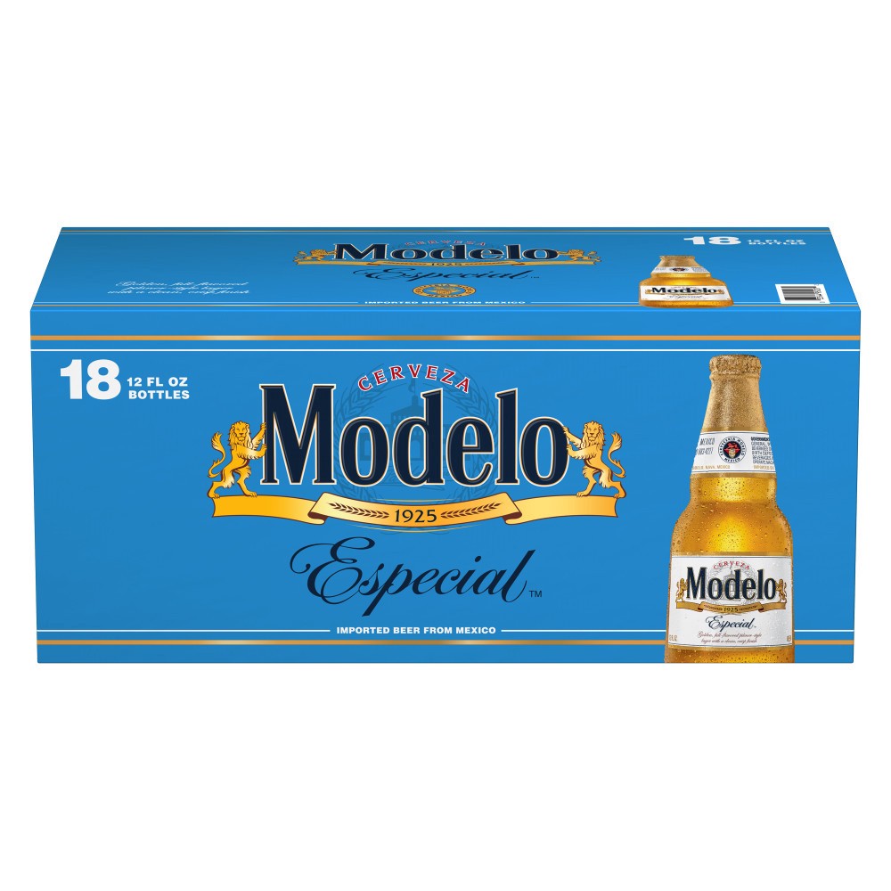 slide 1 of 5, Modelo Mexican Lager Import Beer, 18 pk 12 fl oz Bottles, 4.4% ABV, 216 fl oz