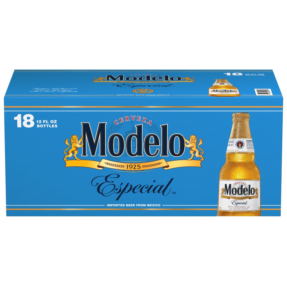 slide 1 of 5, Modelo Mexican Lager Import Beer, 18 pk 12 fl oz Bottles, 4.4% ABV, 18 ct; 12 oz