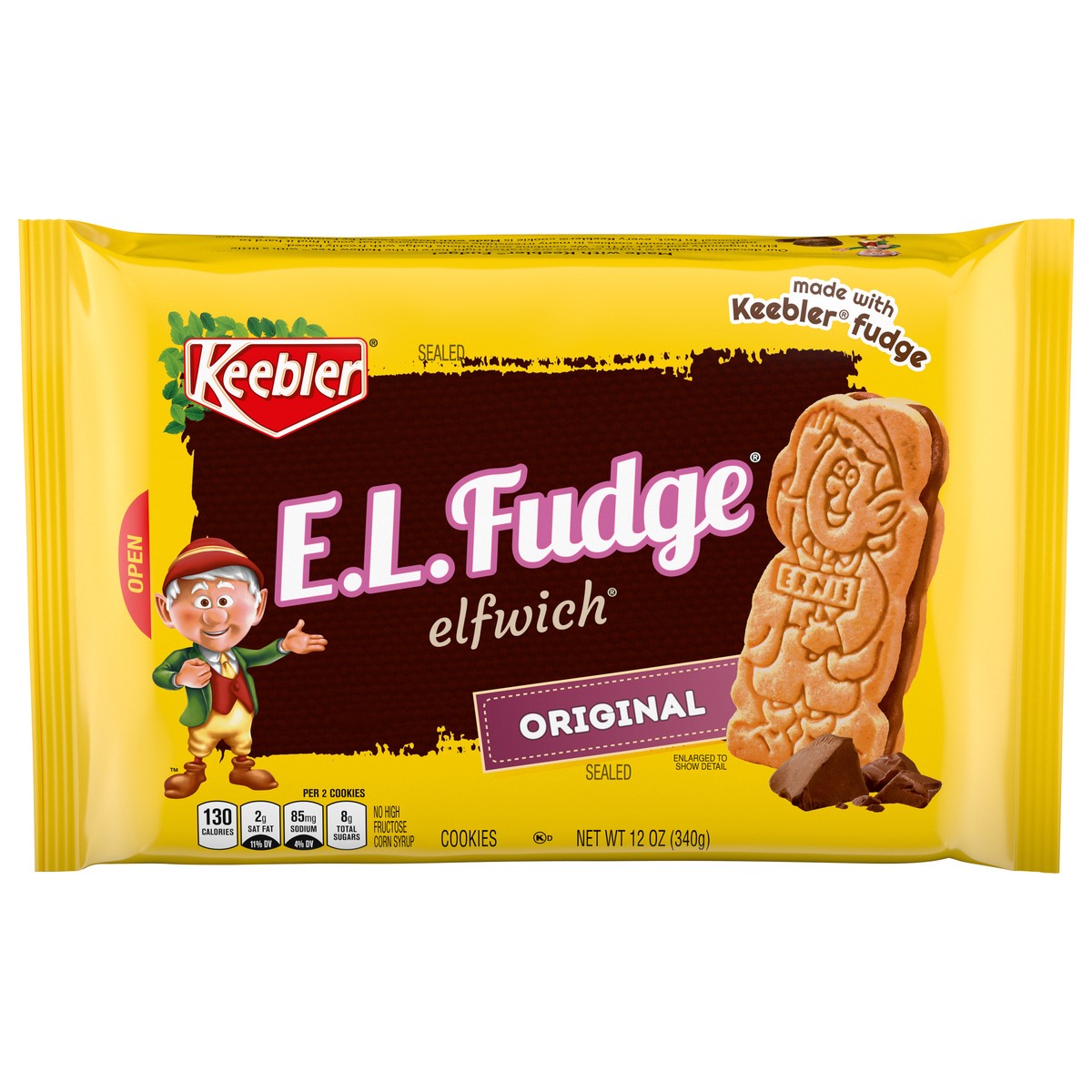 slide 1 of 11, Keebler E.L.Fudge Elfwich Cookies, Original, 13.6 oz