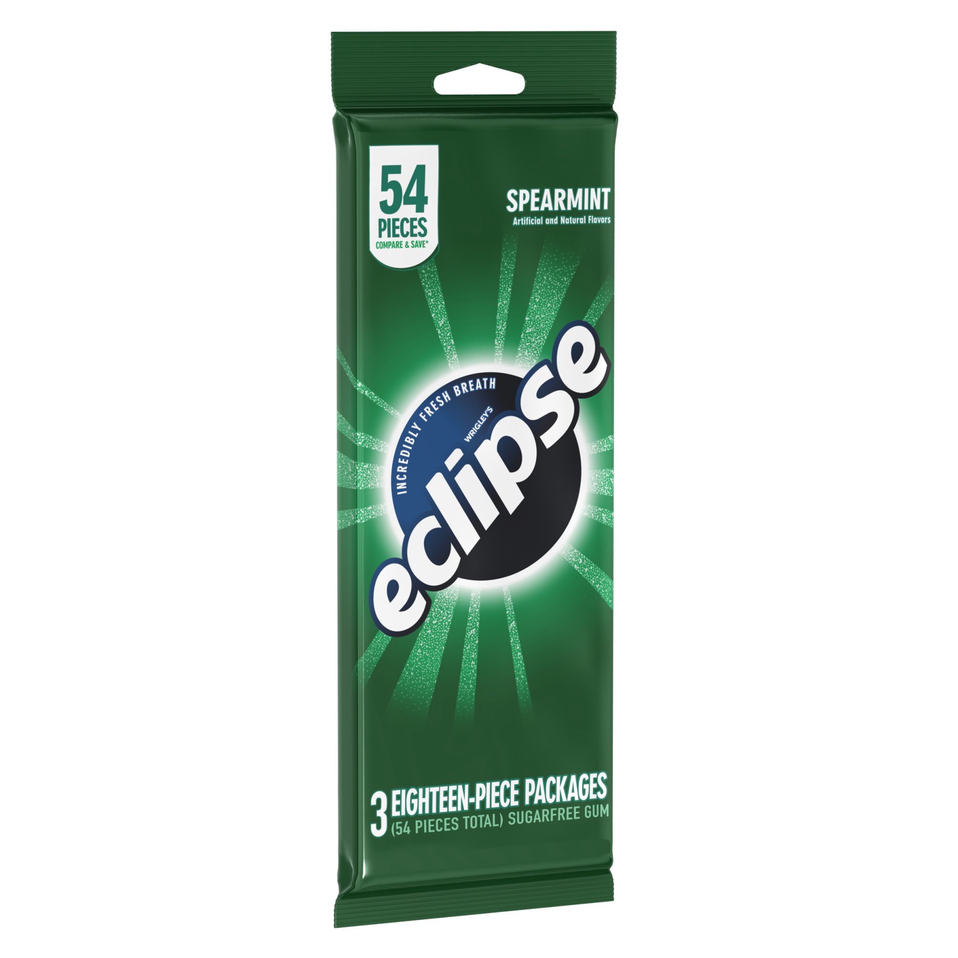 slide 1 of 8, ECLIPSE Spearmint Sugar Free Chewing Gum Bulk Pack, 18 Piece (Pack of 3), 3 pk; 18 ct