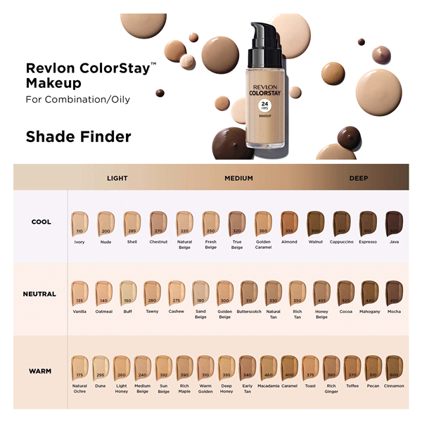 slide 9 of 13, Revlon ColorStay Liquid Foundation For Combination/Oily Skin, Chestnut, 1 fl oz