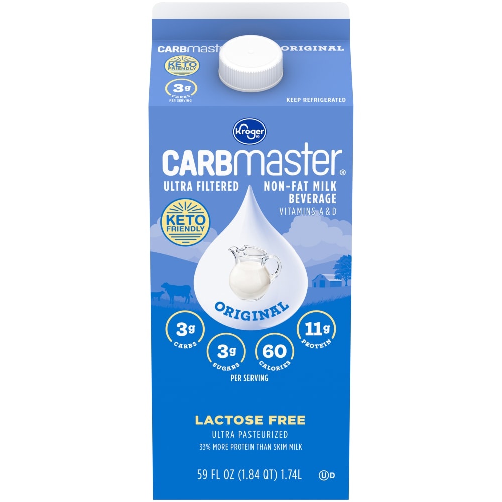 slide 1 of 1, Kroger Carbmaster Original Lactose Free Non-Fat Milk Beverage, 59 fl oz