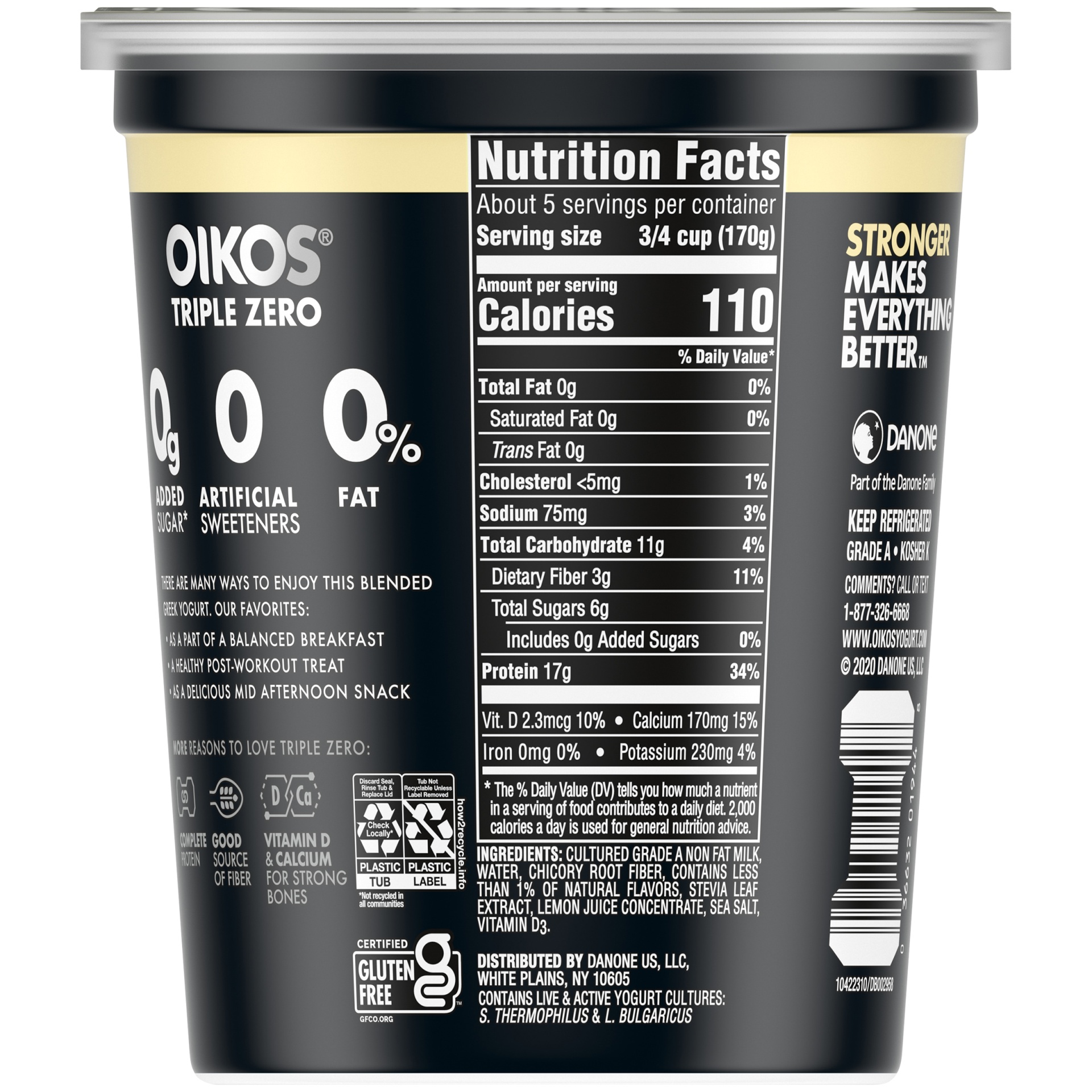 Oikos Triple Zero Vanilla Greek Yogurt 32 Oz Shipt
