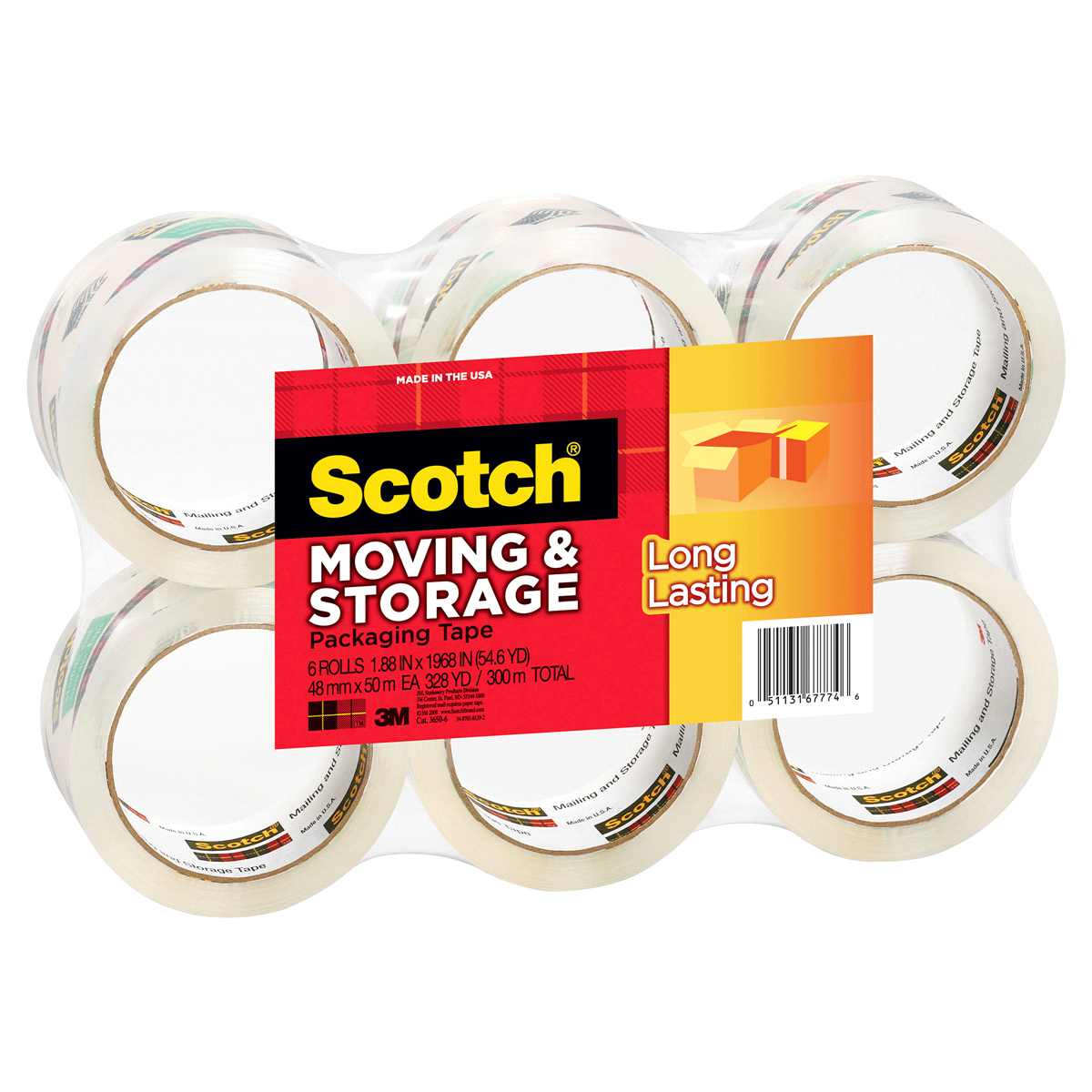 slide 2 of 3, Scotch Moving & Storage Clear Packaging Tape, 6 ct