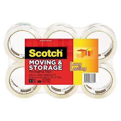 slide 1 of 3, Scotch Moving & Storage Clear Packaging Tape, 6 ct