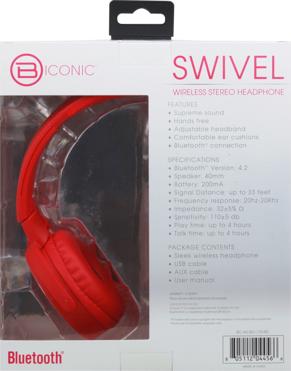 slide 8 of 10, B Iconic Swivel Swivel Wireless Bluetooth Stereo Headphone 1 ea, 1 ea