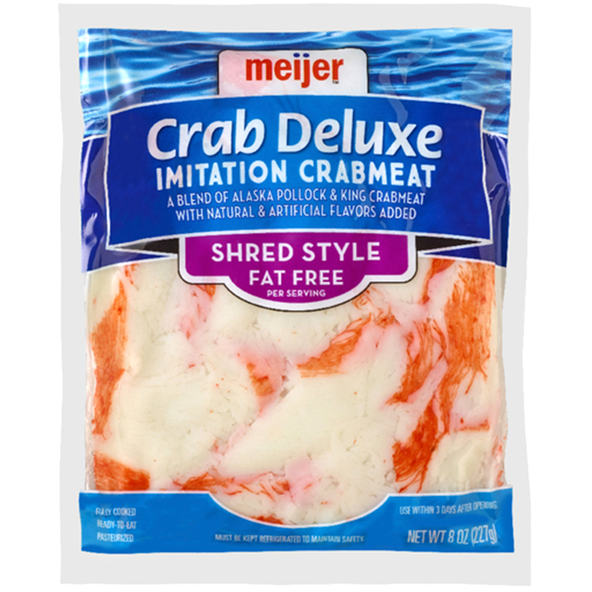 slide 1 of 1, Meijer Shred Style Crab Deluxe Imitation Crabmeat, 8 oz