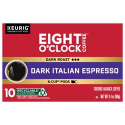 Eight O'Clock Coffee Dark Roast Dark Italian Espresso Coffee 12 ct K-Cup Pods
