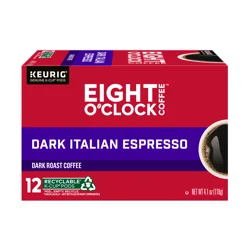 Eight O'Clock Coffee Dark Roast Dark Italian Espresso Coffee 12 ct K-Cup Pods