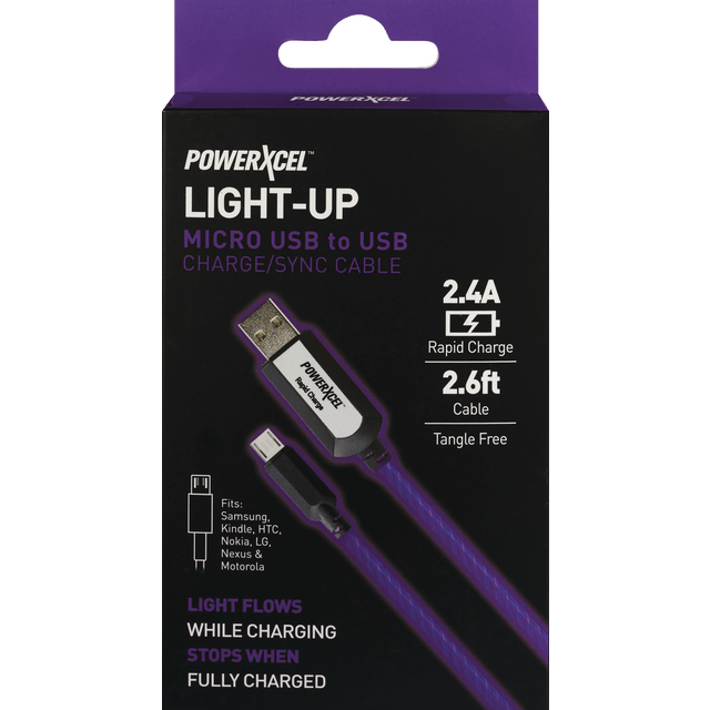 slide 1 of 1, Deluxe Light Micro Usb Cable-Purple, 1 ct