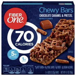 Fiber One 70 Calorie Chewy Snack Bars, Chocolate Caramel and Pretzel, 5 ct