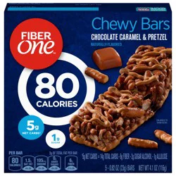 Fiber One 70 Calorie Chewy Snack Bars, Chocolate Caramel and Pretzel, 5 ct