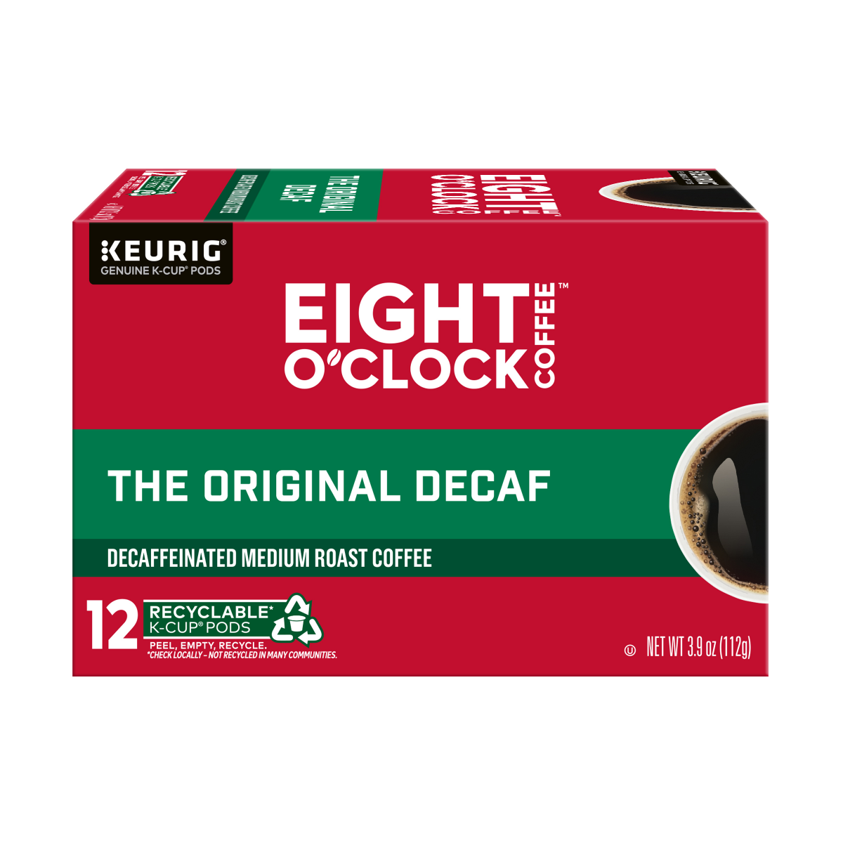 slide 1 of 1, Eight O'Clock Coffee Original Decaf Medium Roast K-Cup Coffee Pods, 12 Count, 12 ct