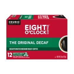 Eight O'Clock Coffee Original Decaf Medium Roast K-Cup Coffee Pods, 12 Count