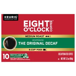 Eight O'Clock Coffee The Original Decaf Medium Roast K-Cup Coffee Pods, 10 Count