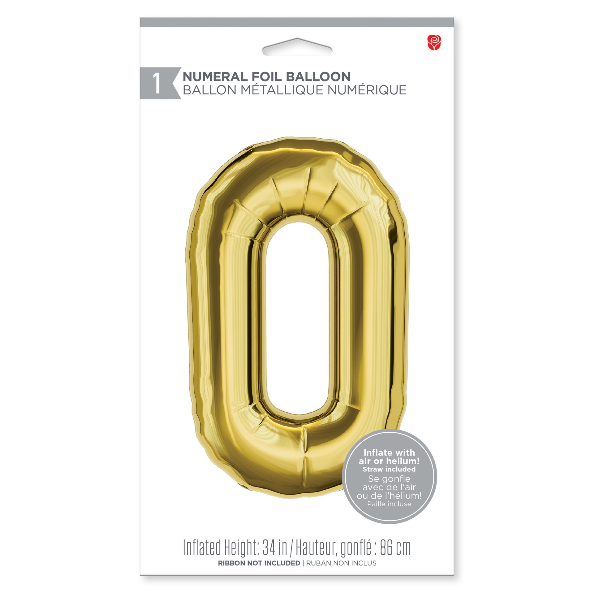 slide 3 of 3, American Greetings Large Gold Foil Number '0' Balloon, 1 ct