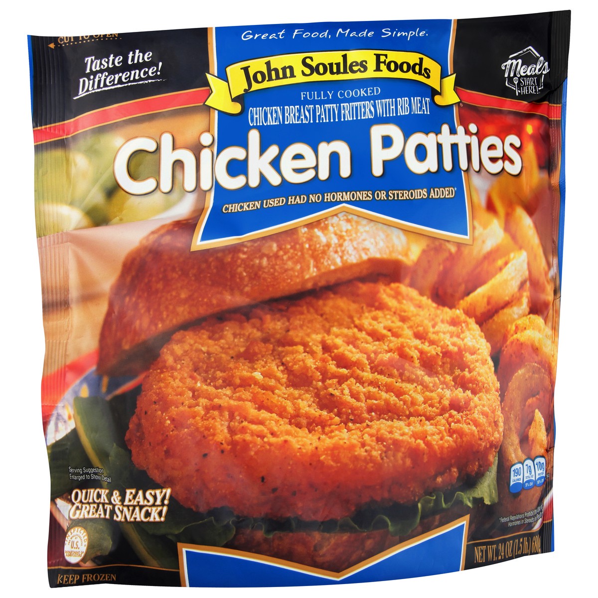 slide 2 of 13, John Soules Foods Chicken Patties, 24 oz, Frozen, 24 oz