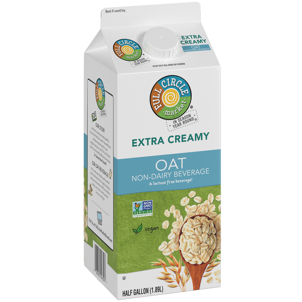 slide 1 of 1, Full Circle Market Extra Creamy Oat Non-Dairy Beverage 0.5 gal, 1/2 gal