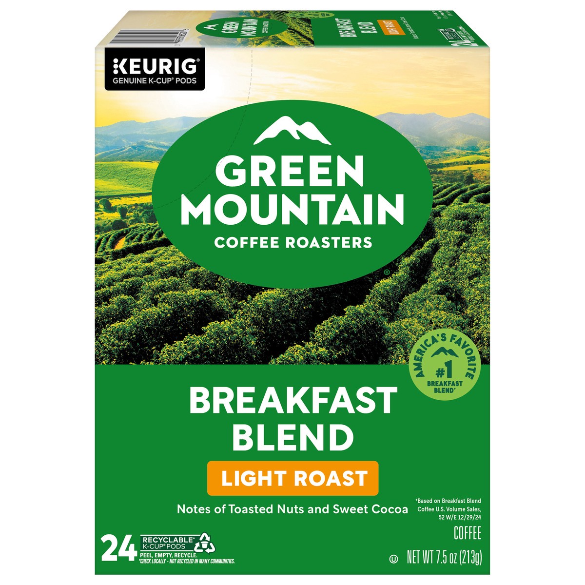 slide 1 of 1, Green Mountain Coffee Roasters Breakfast Blend Single-Serve Keurig K-Cup Pods, Light Roast Coffee, 24 Count, 24 ct