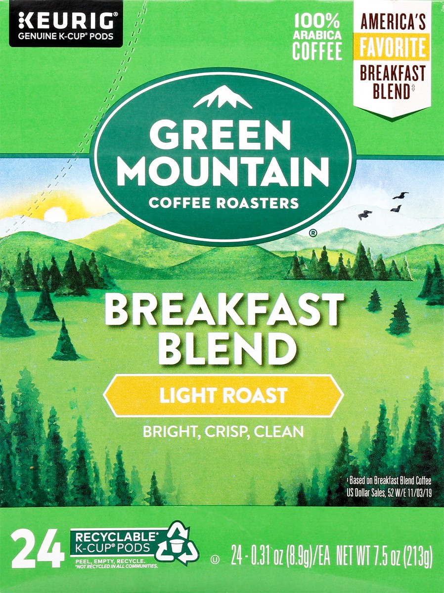 slide 1 of 1, Green Mountain K-Cup Pods Light Roast Breakfast Blend Coffee 24 ea, 24 ct