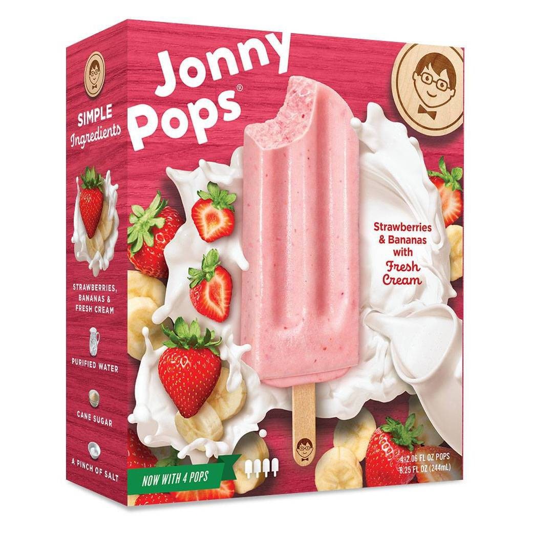 slide 1 of 3, Jonny Pops Strawberry Banana With Cream, 3 ct