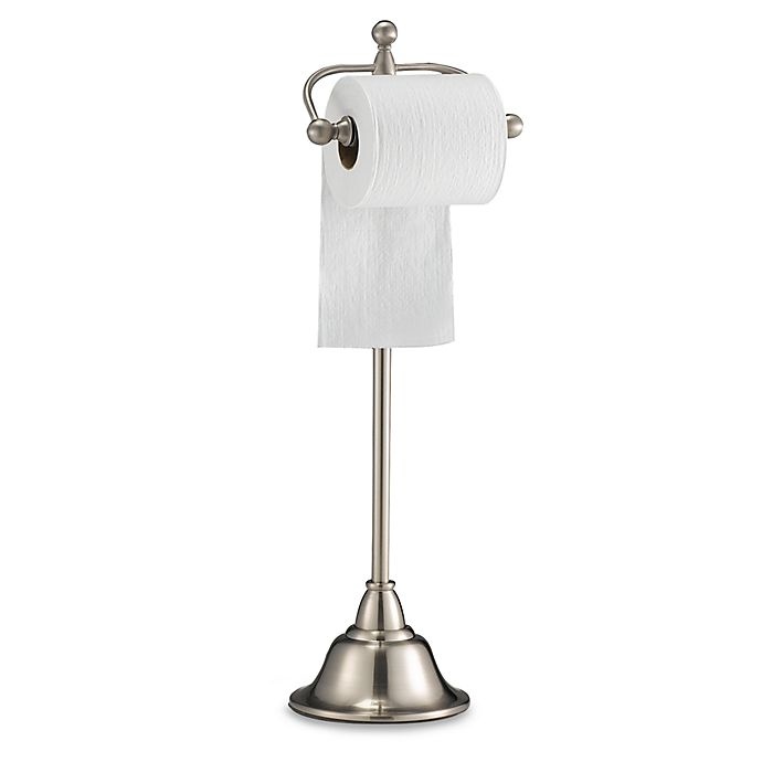 slide 1 of 1, Taymor Deluxe Pedestal Satin Nickel Toilet Paper Stand, 1 ct