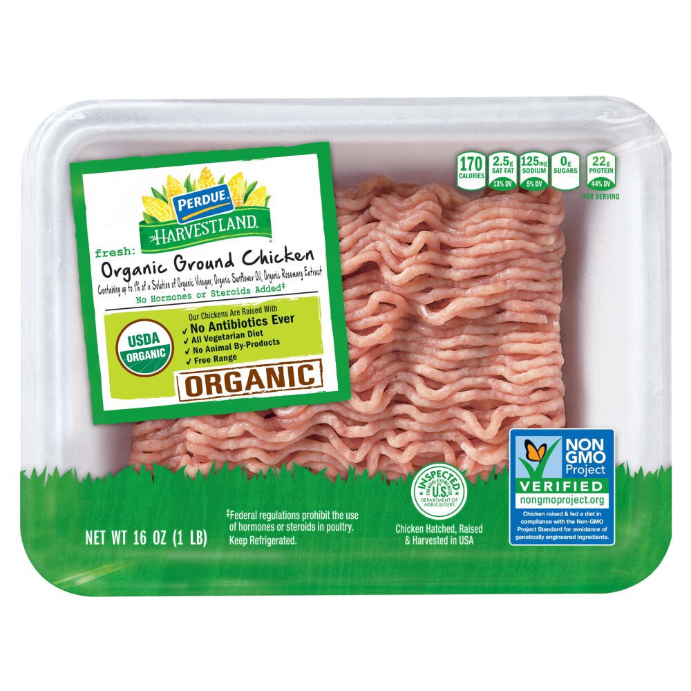 slide 4 of 6, PERDUE HARVESTLAND Organic Ground Chicken, 16 oz