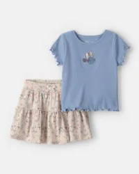 Carters Toddler Girl 2-Piece Disney© Minnie Mouse Top & Skort Set - Blue Multi 3T