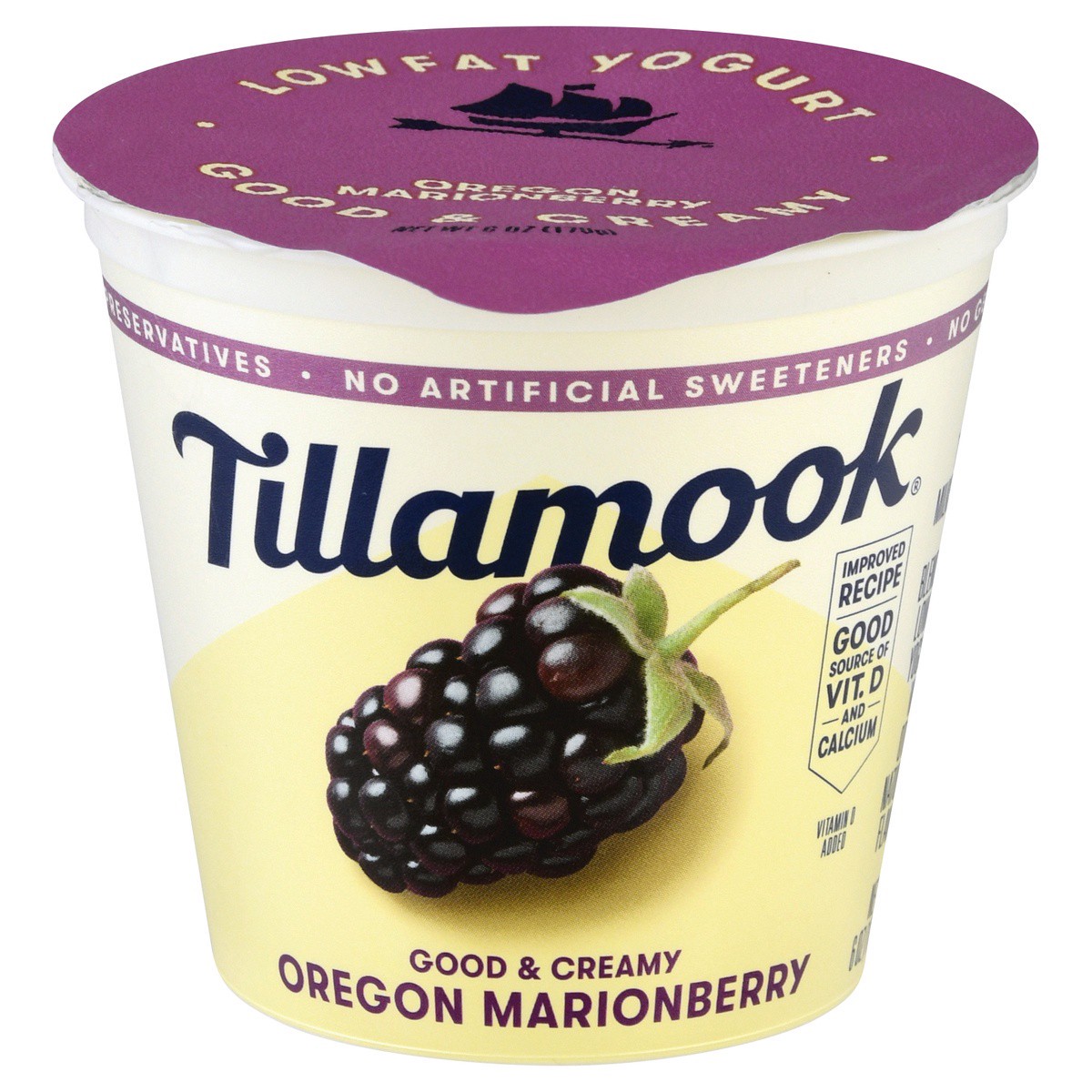 slide 1 of 4, Tillamook Oregon Marionberry Low-Fat Yogurt, 6oz, 170 g