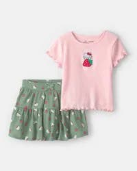 Carters Baby Girl 2-Piece Hello Kitty® Top & Skort Set - Pink/Green Multi 12M