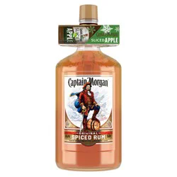 Captain Morgan Original Spiced Rum, 1.75 L Glass Bottle with one 50mL Captain Morgan Sliced Apple