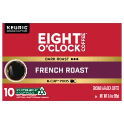 Eight O'Clock French Roast Coffee, Keurig Single Serve K-Cup Pods, 10 Count