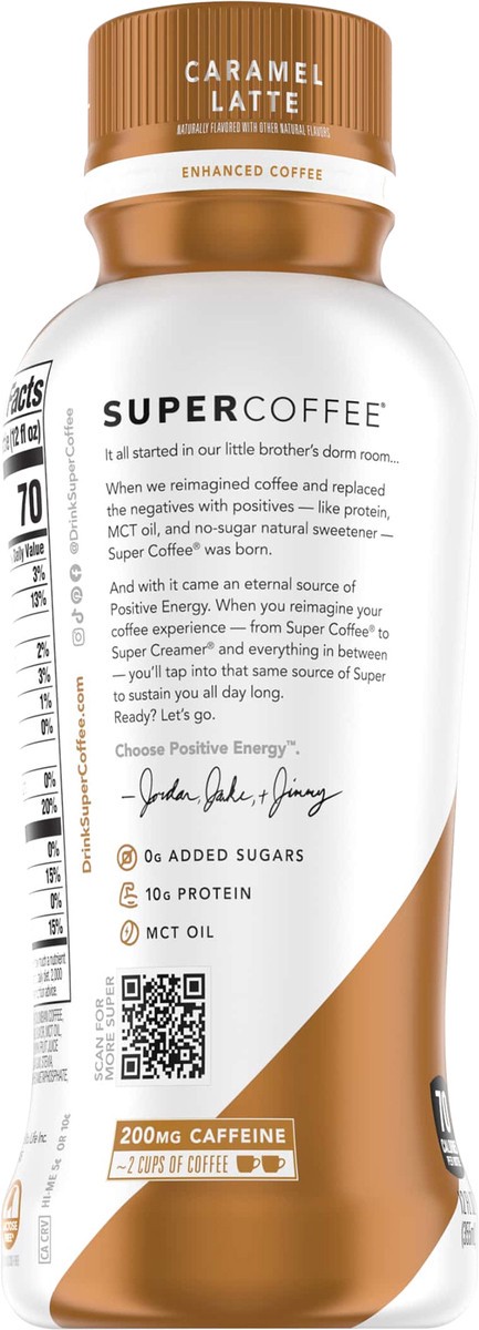 slide 5 of 6, Super Coffee Positive Energy Enhanced Caramel Latte Enhanced Coffee 12 fl oz, 12 fl oz