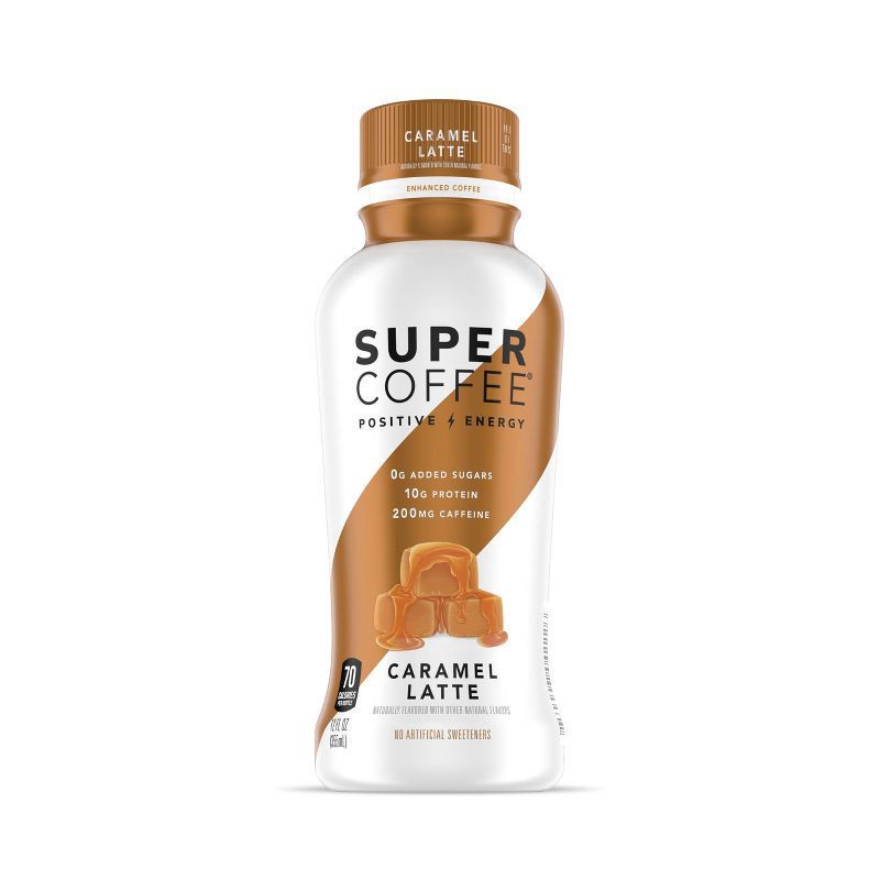 slide 1 of 6, Super Coffee Positive Energy Enhanced Caramel Latte Enhanced Coffee 12 fl oz, 12 fl oz