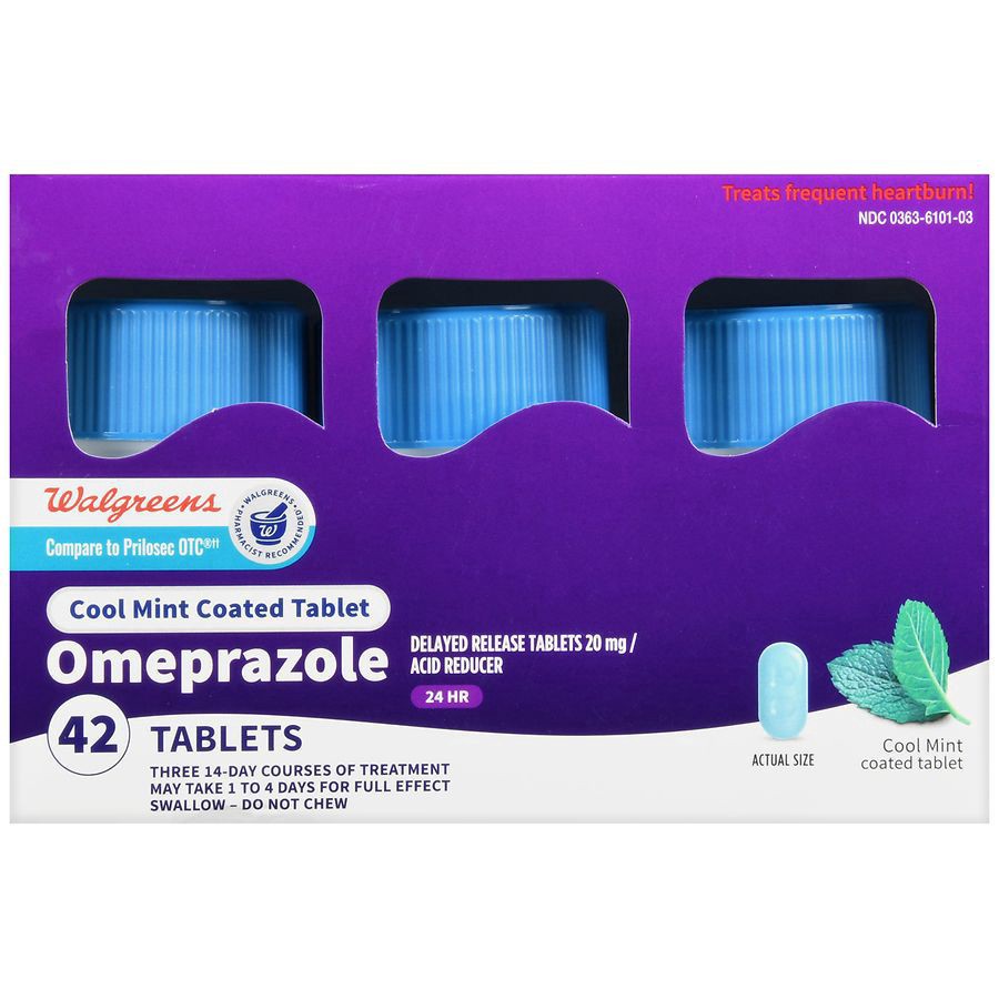 slide 3 of 5, Walgreens Omeprazole Delayed Release Tablets 20 mg, Acid Reducer, 42 ct