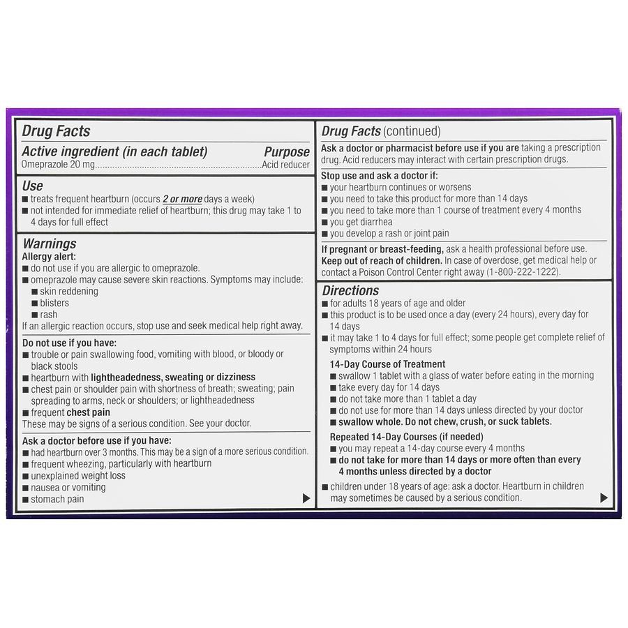 slide 5 of 5, Walgreens Omeprazole Delayed Release Tablets 20 mg, Acid Reducer, 42 ct