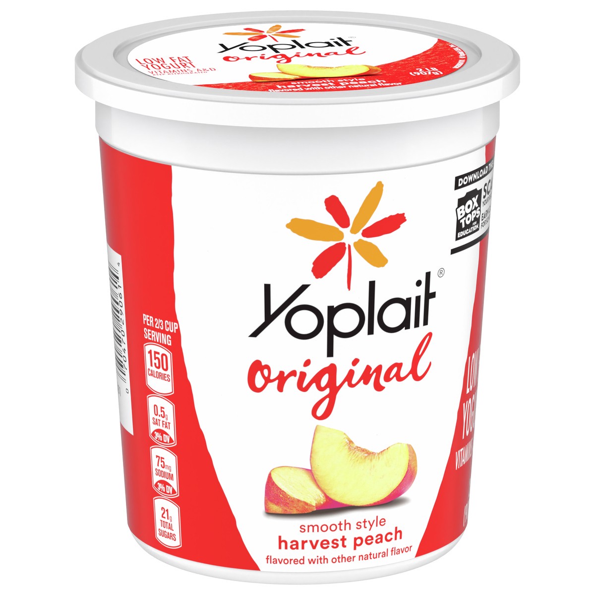 slide 2 of 9, Yoplait Original Smooth Style Harvest Peach Flavored Low Fat Yogurt, 32 OZ Tub, 2 lb