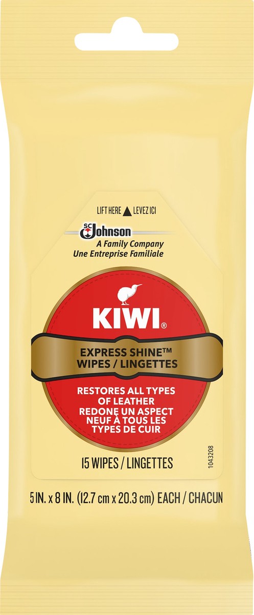 slide 1 of 5, KIWI Clean & Shine Wipes for All Colors, 15 ct