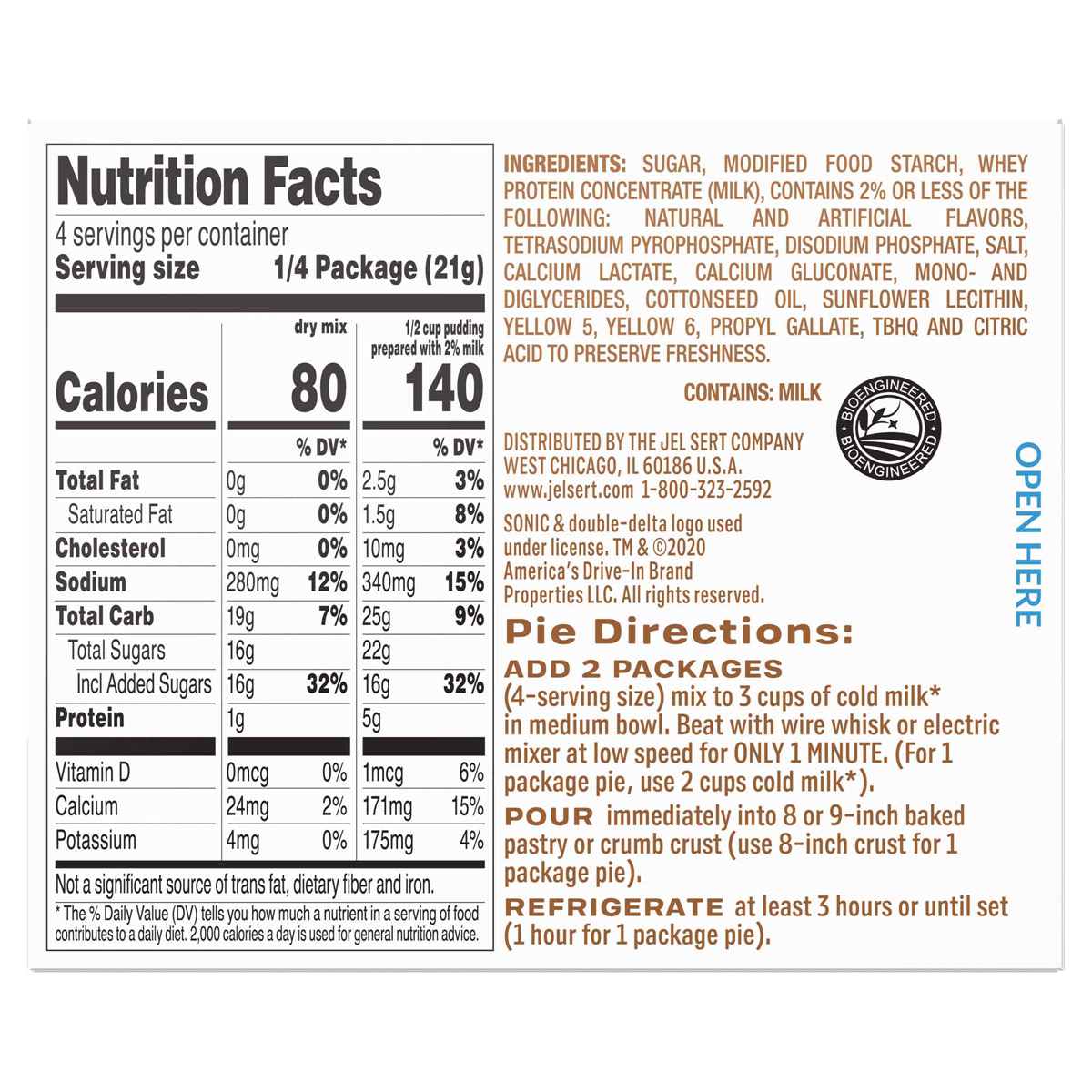 slide 5 of 5, Sonic Banana Shake Instant Pudding, 3.03 oz