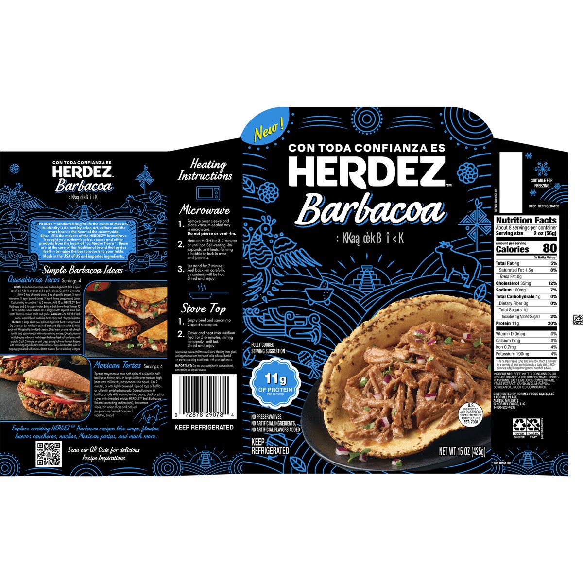 slide 13 of 13, HERDEZ Fully Cooked Entree Beef Barbacoa, 15 oz