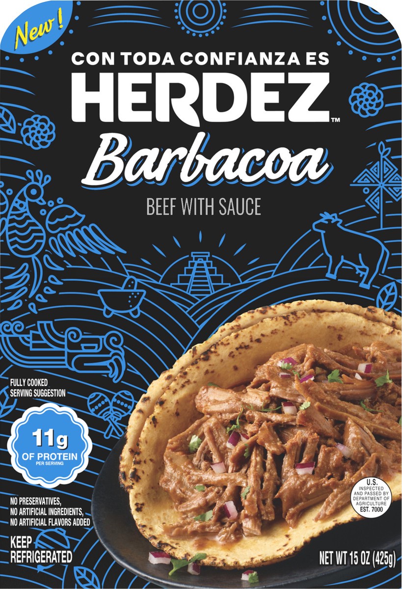 slide 7 of 13, HERDEZ Fully Cooked Entree Beef Barbacoa, 15 oz