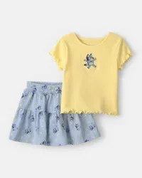 Carters Toddler Girl 2-Piece Bluey™ Top & Skort Set - Yellow/Blue Multi 4T