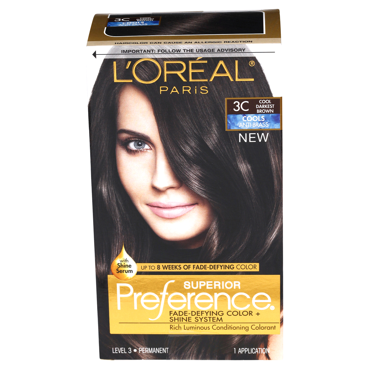 slide 1 of 8, L'Oréal Superior Preference 3C Cool Darkest Brown, 1 ct