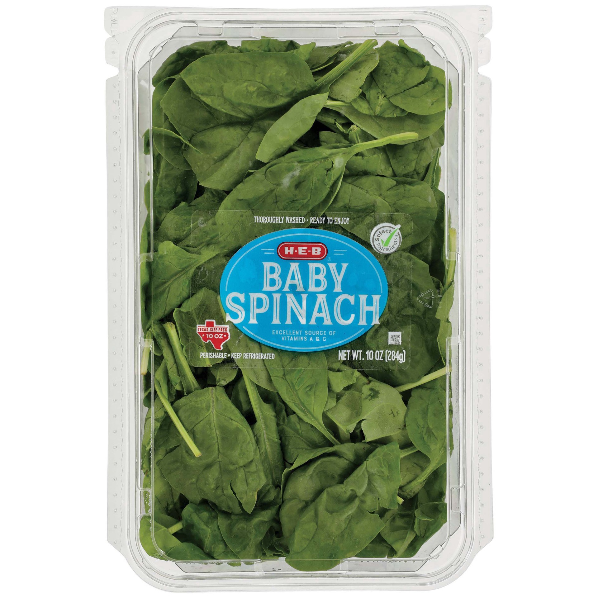 slide 1 of 1, H-E-B Baby Spinach, 10 oz