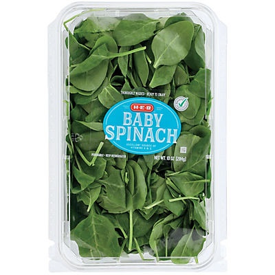 slide 1 of 1, H-E-B Baby Spinach, 10 oz