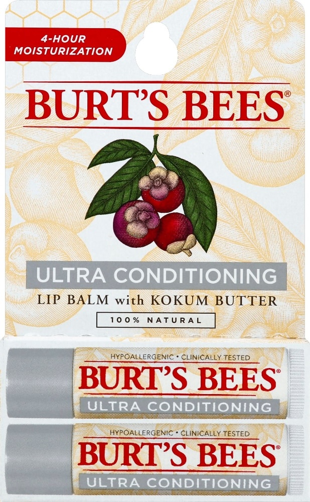 slide 1 of 1, Burt's Bees Ultra Conditioning Lip Balm With Kokum Butter, 2 ct