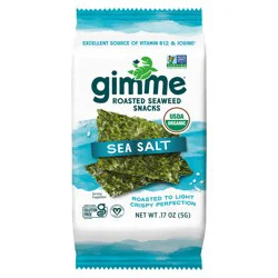 gimMe Organic Roasted Sea Salt Seaweed Snacks 0.17 oz
