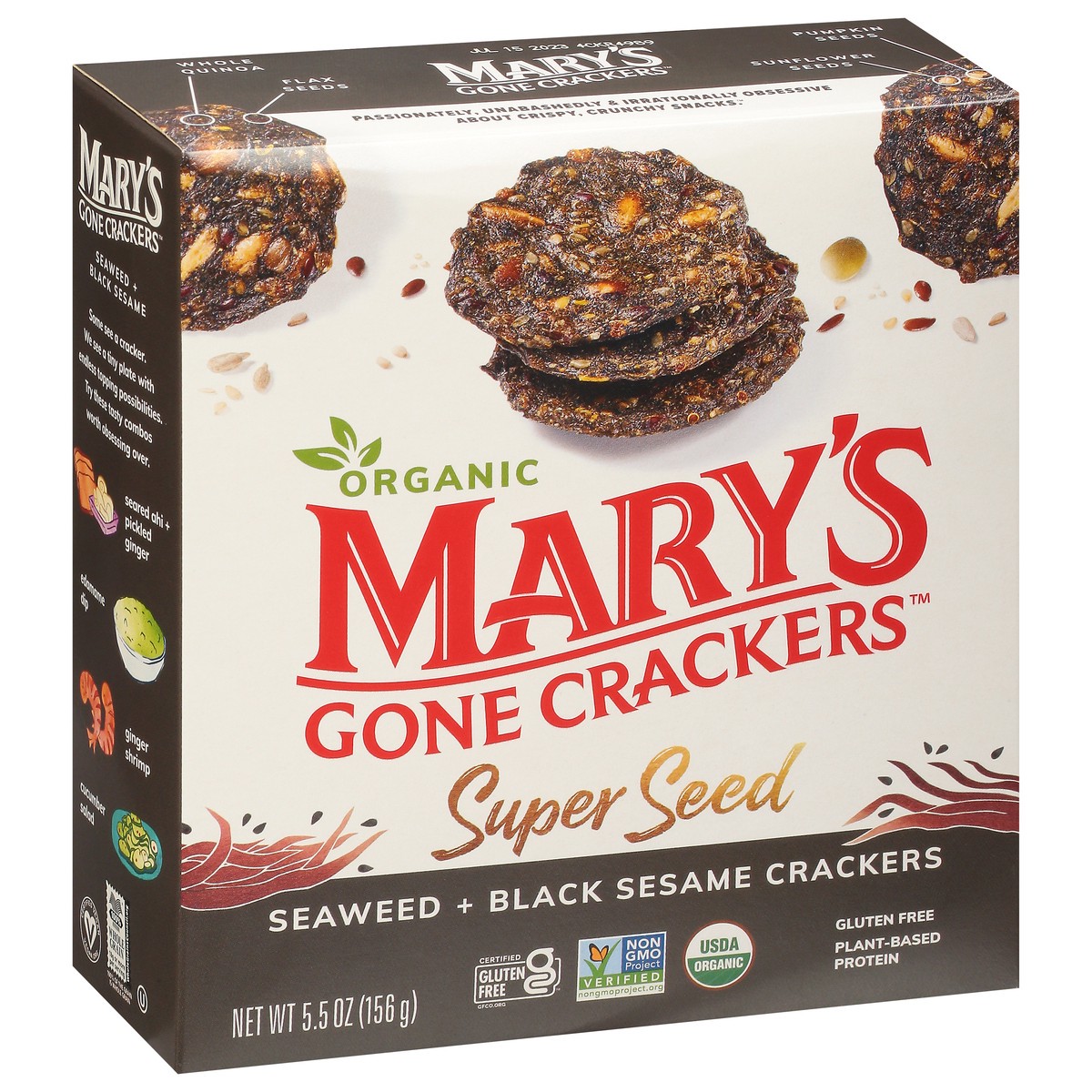 slide 4 of 9, Mary's Gone Crackers Organic Seaweed & Black Sesame Super Seed Crackers, 5.5 oz